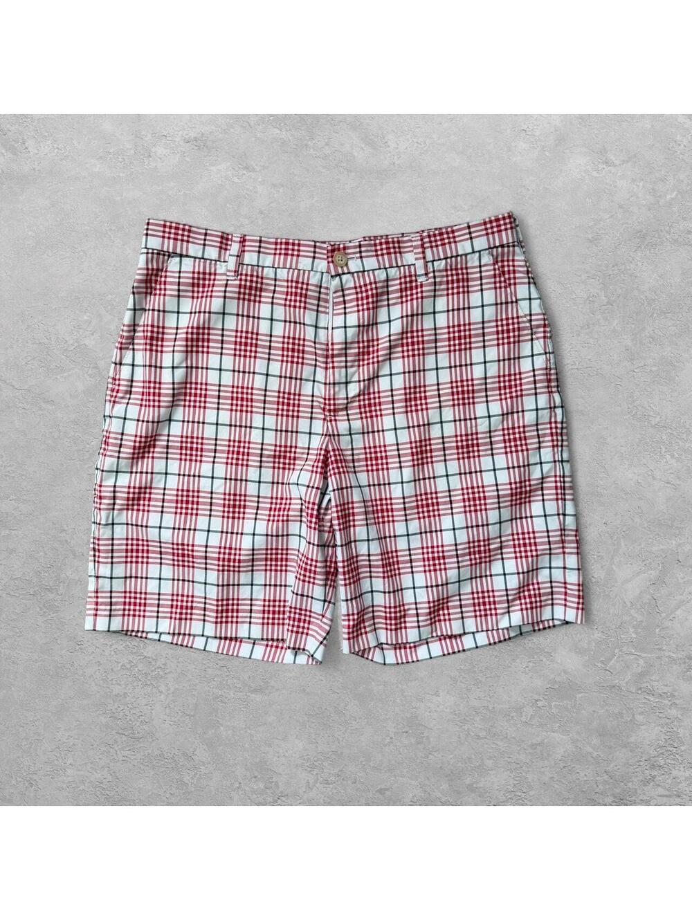 Vintage IZOD PerformX Red & White Plaid Golf Shorts - Sz 36